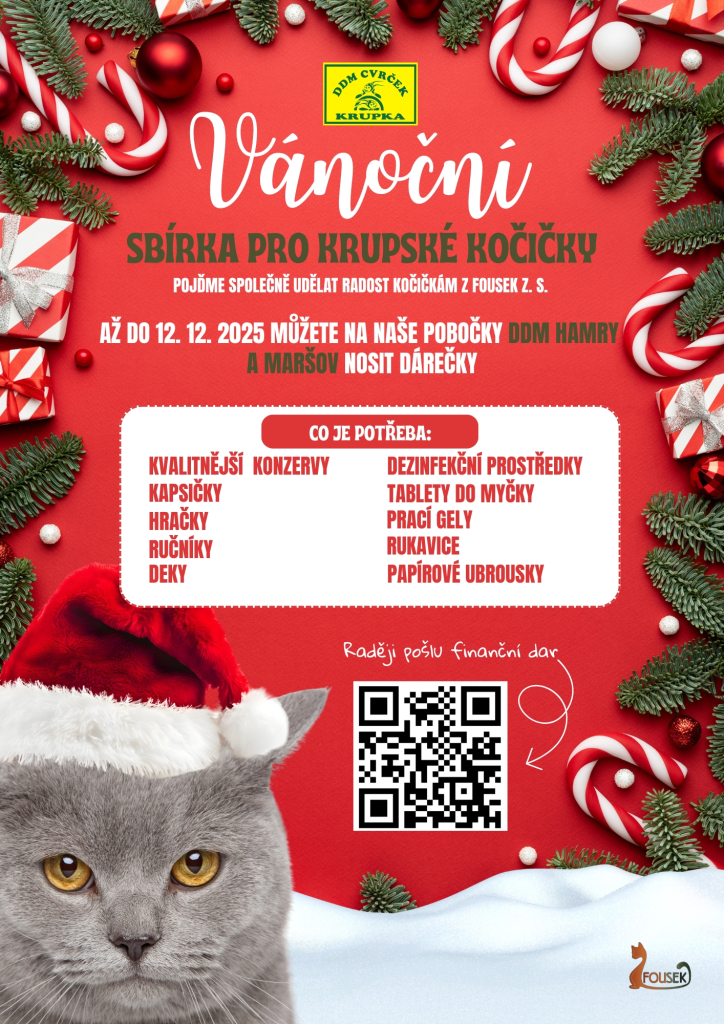 Vánoční sbírka pro kočičí útulek Fousek z. s.